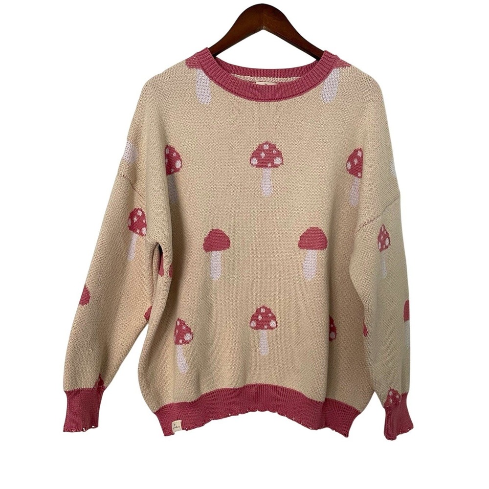 Simply Southern Mushroom Sweater XL Cottagecore Knit Pullover Fairycore Cozy